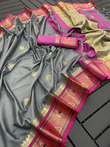 VEERAIVA Self Design Paithani Cotton Silk Saree