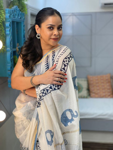 Jinal & Jinal Printed Chanderi Chanderi Saree