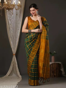 VJ FASHION Solid/Plain Bollywood Cotton Silk Saree