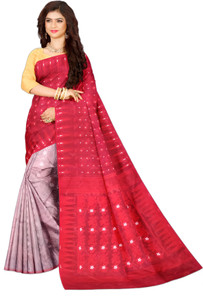 Fagunbou soft dhakai Self Design Jamdani Cotton Silk Saree