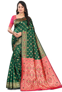 REZAA HOMEZZ Woven, Printed Patola Cotton Silk, Jacquard Saree
