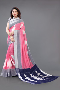 MIRCHI FASHION Printed, Blocked Printed Bollywood Cotton Blend Saree