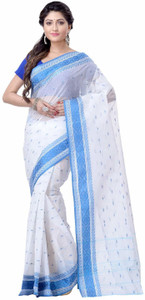 Desh Bidesh Self Design, Paisley, Woven, Embellished, Floral Print Handloom Handloom Cotton Blend, Pure Cotton Saree