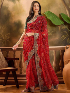 BHAGYAVATI DESIGNER Printed Bandhani Art Silk Saree