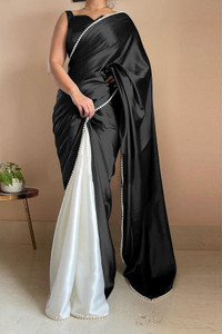 Julee Solid/Plain Bollywood Silk Blend Saree