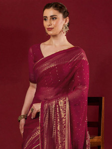 Samah Printed, Embellished Bollywood Georgette Saree