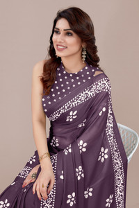 MIRCHI FASHION Printed, Blocked Printed Hand Batik Chiffon, Georgette Saree