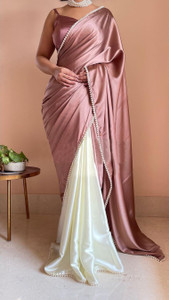 PD CLOTH VILLA Embellished, Solid/Plain Bollywood Satin Saree