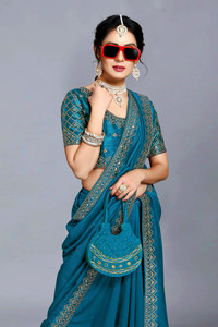 Vivan Fab Solid/Plain Banarasi Pure Silk, Art Silk Saree