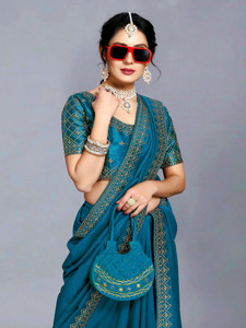 Vivan Fab Solid/Plain Banarasi Pure Silk, Art Silk Saree