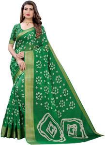 Suali Printed Bandhani Cotton Blend Saree