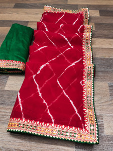 ASTEYAM Printed Leheria Georgette Saree