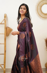 het designer studio Self Design, Paisley, Digital Print, Blocked Printed, Woven, Graphic Print, Checkered Banarasi Jacquard, Art Silk Saree