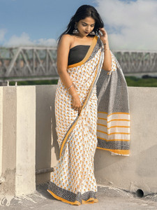 Divastri Printed Ikkat Cotton Blend Saree