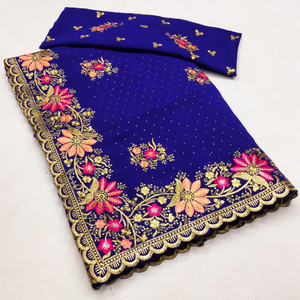 KHRITI FAB Georgette Embroidered Blouse Material