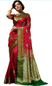 SAFIYASAREE Embroidered Banarasi Satin Saree