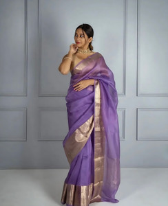 ZILVIRA Woven Bollywood Organza, Jacquard Saree