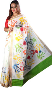 tantial Blocked Printed Hand Batik Pure Cotton Saree