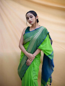 SLAGHA Self Design Handloom Cotton Blend Saree