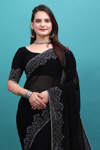 SHELDROM MART Embellished Bollywood Georgette Saree