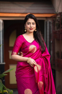 PHEASANT Woven Banarasi Jacquard, Art Silk Saree