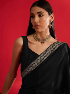 Sareemall Embellished Bollywood Satin Saree