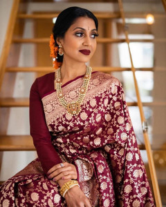 PHEASANT Woven Kanjivaram Jacquard, Art Silk Saree