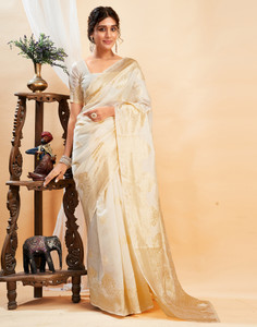 Samah Woven, Embellished Kanjivaram Silk Blend, Jacquard Saree