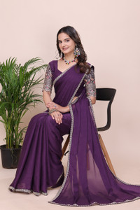 K 5 FASHION Embroidered Bollywood Chiffon Saree