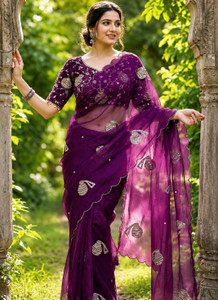 VIVAI CREATION Embroidered Bollywood Satin Saree