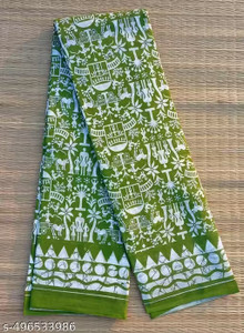 NENUBRITY Printed Handloom Pure Cotton Saree