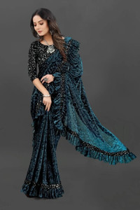 PRISHA SAREES Embellished Bollywood Lycra Blend Saree