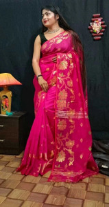 Sabita Floral Print Handloom Cotton Silk Saree