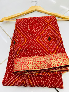 georgette Printed Bandhani Georgette Saree