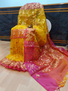 Reyansh Self Design Jamdani Muslin Saree