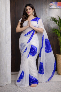JMDVibes Dyed Bandhani Chiffon Saree