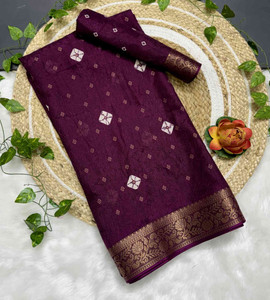 RegalDrapes Printed Ikkat Jacquard, Silk Blend Saree