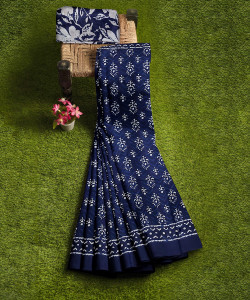 LOVWEAR Floral Print Daily Wear Pure Cotton Saree