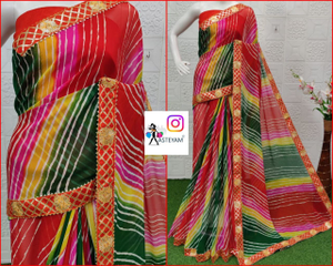 ASTEYAM Printed Leheria Georgette Saree