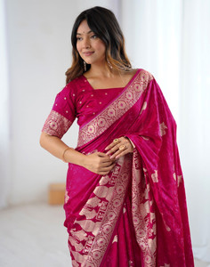 Satrani Woven, Embellished Banarasi Pure Silk Saree