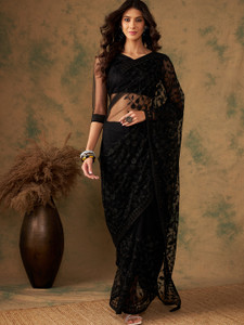 manvaa Embroidered Bollywood Net Saree
