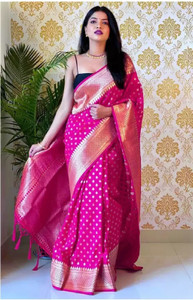 PHEASANT Woven Kanjivaram Pure Silk, Art Silk Saree