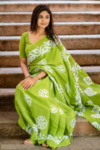 TanabanaDivine Floral Print Daily Wear Pure Cotton Saree