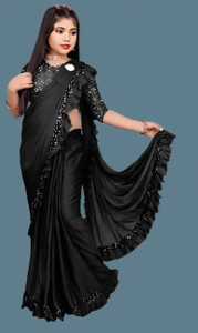 Aditya Impex Embellished Bollywood Lycra Blend Saree
