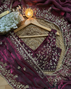 SOVANSALI Embroidered, Floral Print Bollywood Chiffon Saree