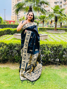 yourwish Temple Border, Woven, Self Design Baluchari Art Silk Saree