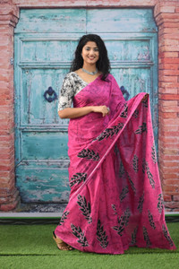 Kiaaron Printed Hand Batik Pure Cotton Saree