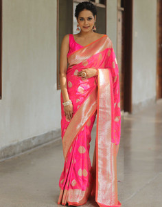 Samah Woven Banarasi Jacquard, Silk Blend Saree