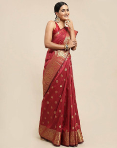 Omsaiarts Woven Kasavu Silk Blend Saree