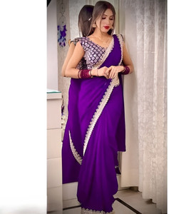 renbriza Embroidered, Embellished Bollywood Georgette, Chiffon Saree
